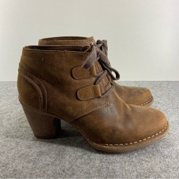 Clarks Artisan CARLETA LYON Brown Leather Lace Up Ankle Boot Boho Women’s 7.5M - Picture 3 of 13